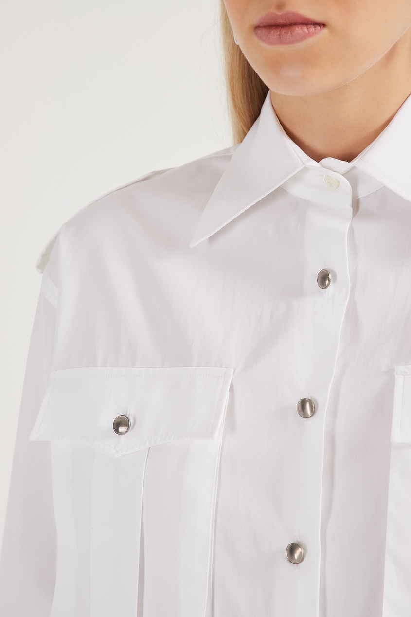 фото Белая рубашка с накладными карманами prada