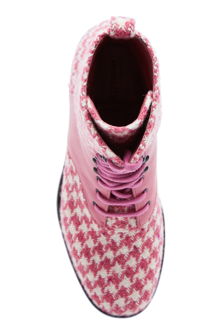 фото Розовые шерстяные ботинки с узором pocola manolo blahnik