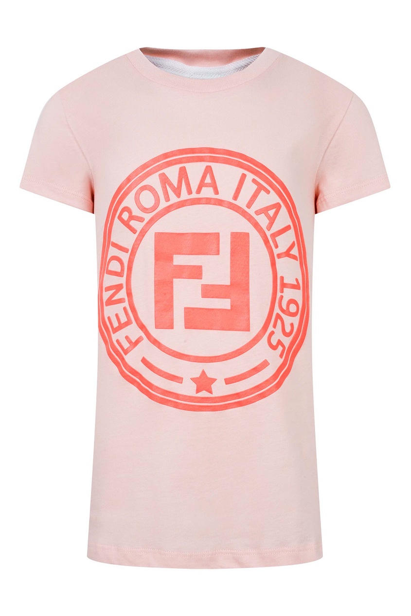 фото Розовая футболка с круглым логотипом fendi