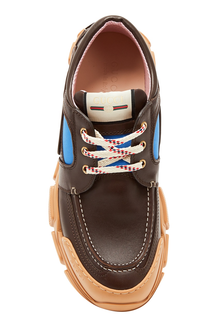 фото Комбинированные коричневые ботинки Gucci man