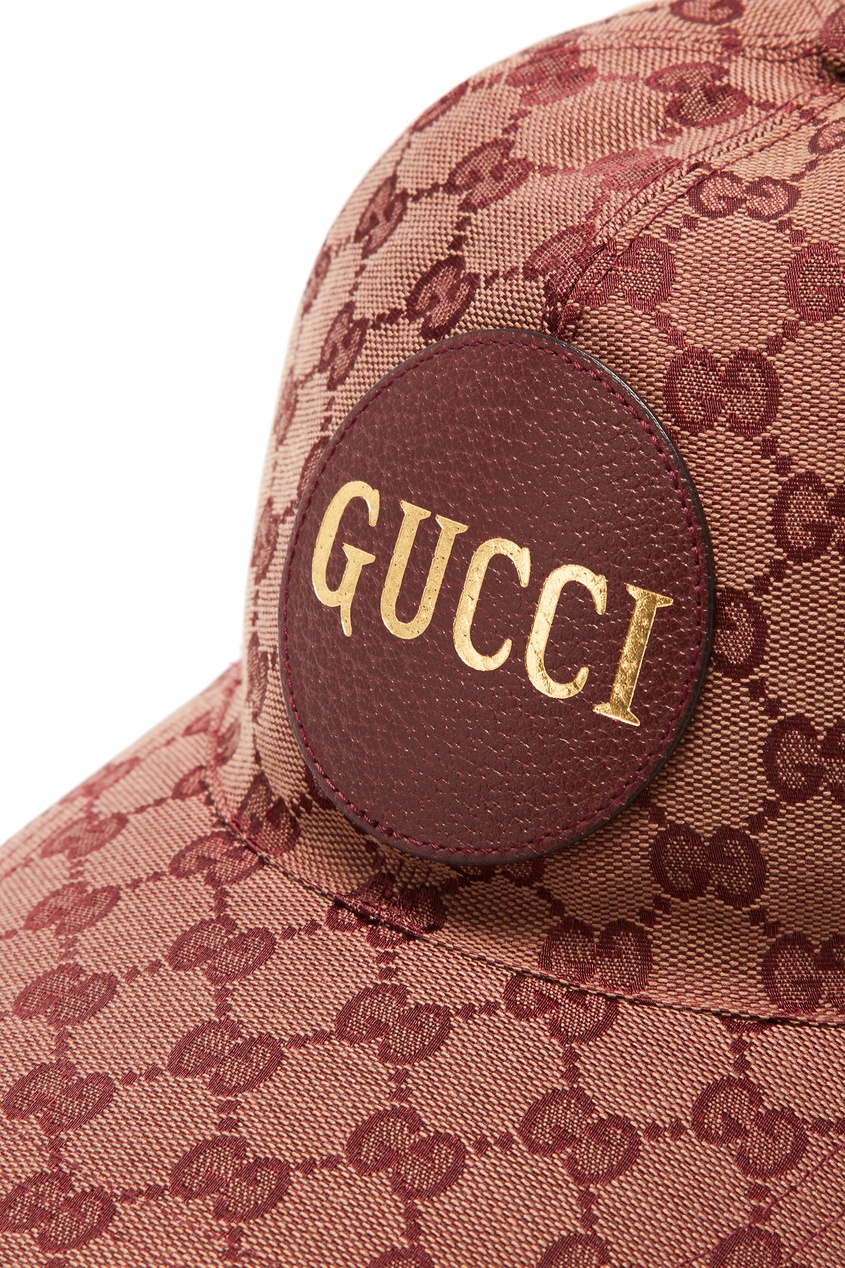 фото Коричневая кепка с узором и логотипом Gucci man