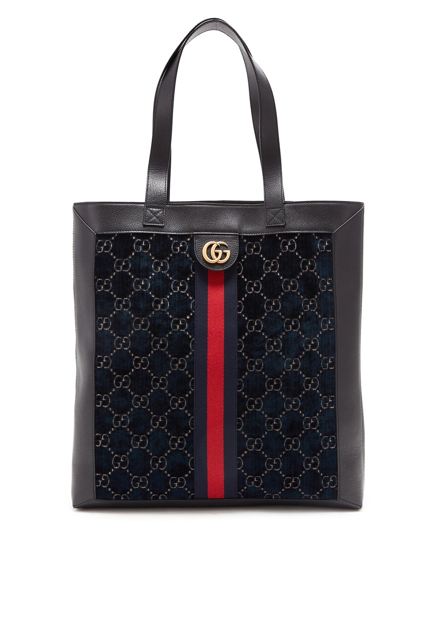фото Черная сумка с узором Gucci man