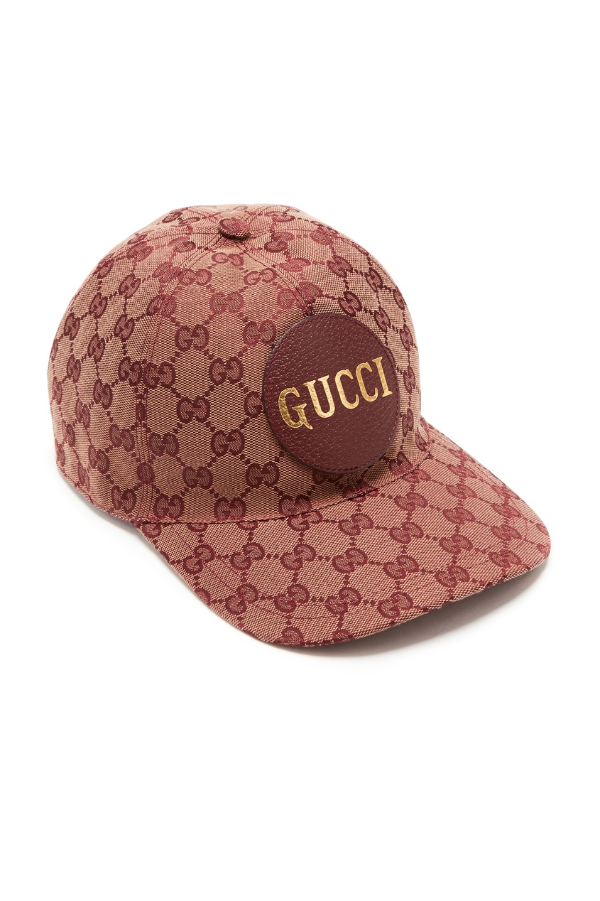 фото Коричневая кепка с узором и логотипом gucci