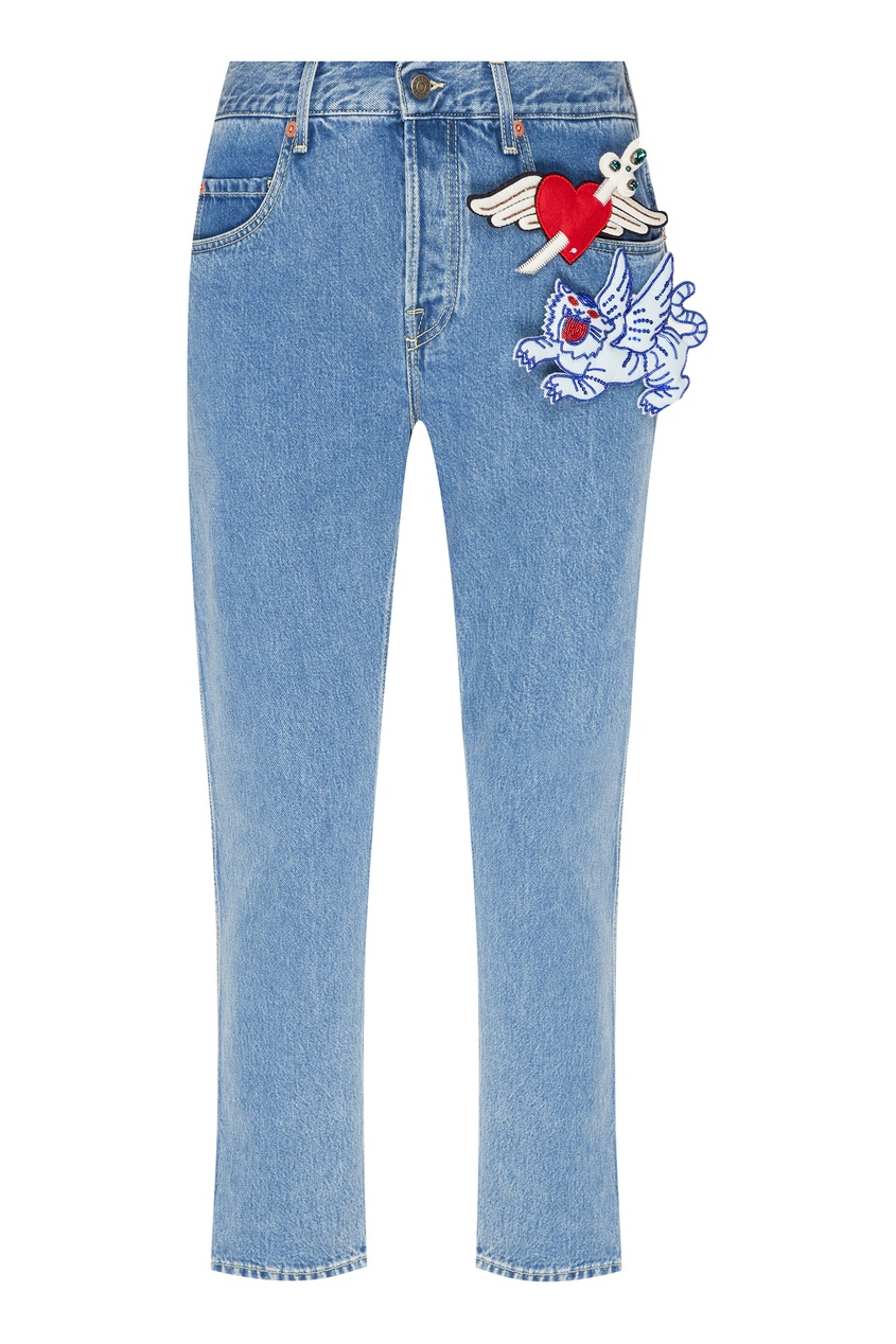 фото Голубые джинсы с отделкой Gucci man