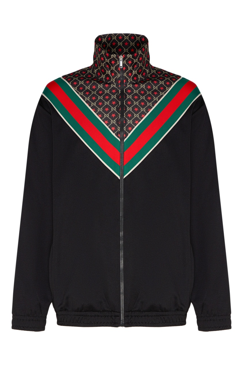 фото Черная куртка с контрастными вставками Gucci man