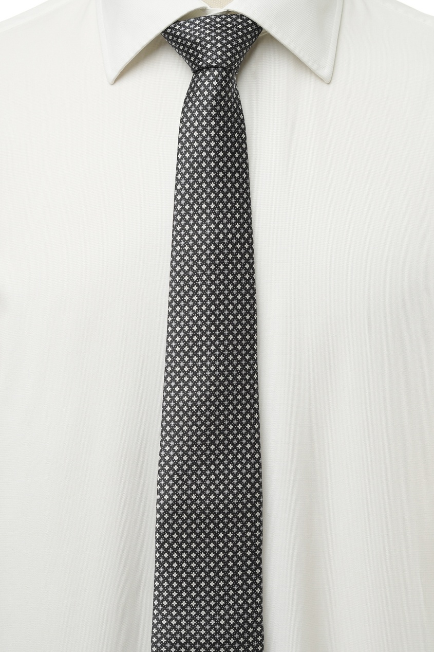 фото Черный галстук с узором Silvio fiorello