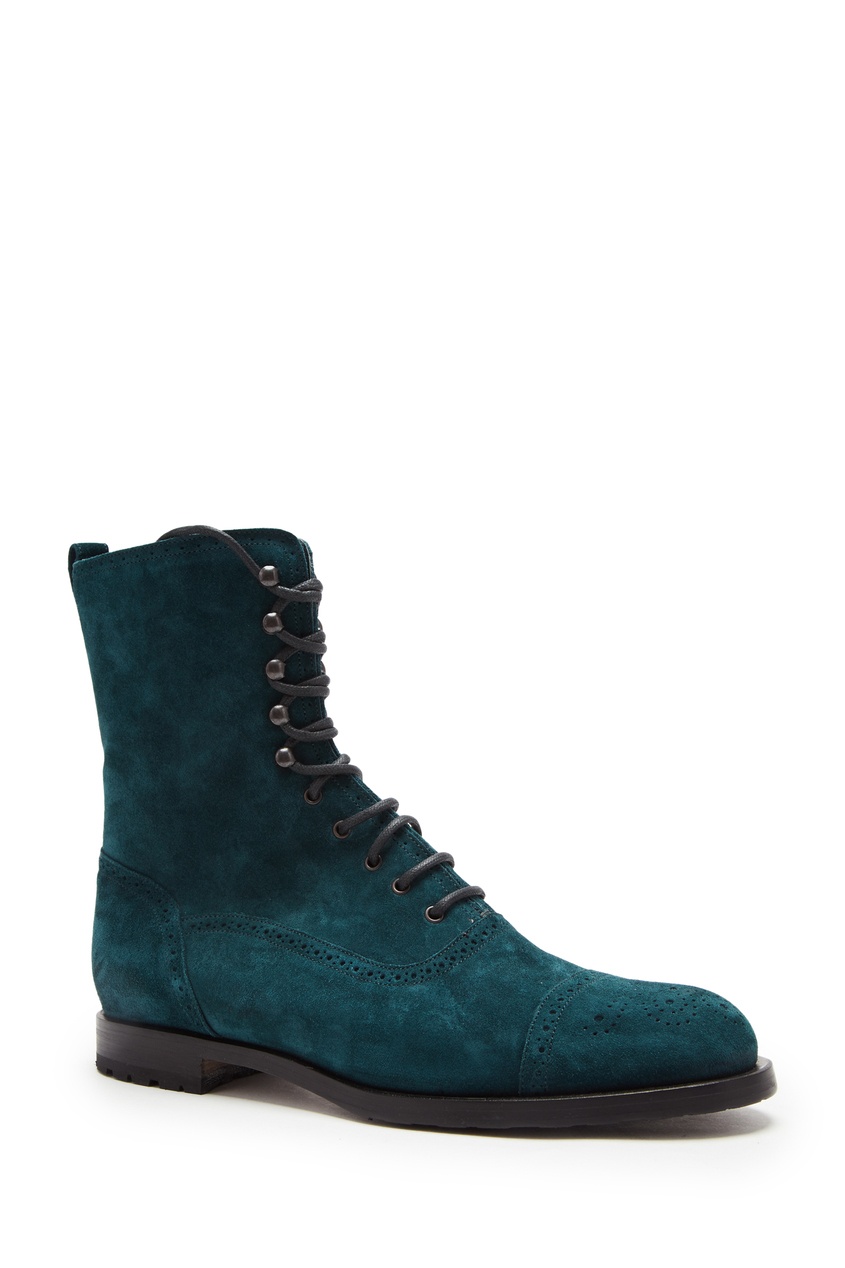 фото Сине-зеленые замшевые ботинки camridgia manolo blahnik