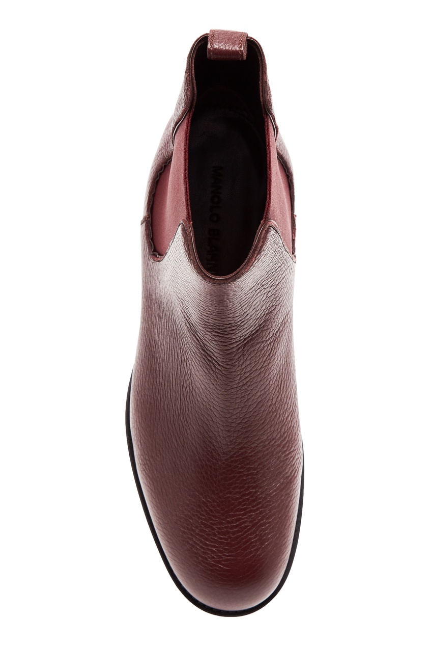 фото Бордовые кожаные ботинки-челси Chelsa Manolo blahnik