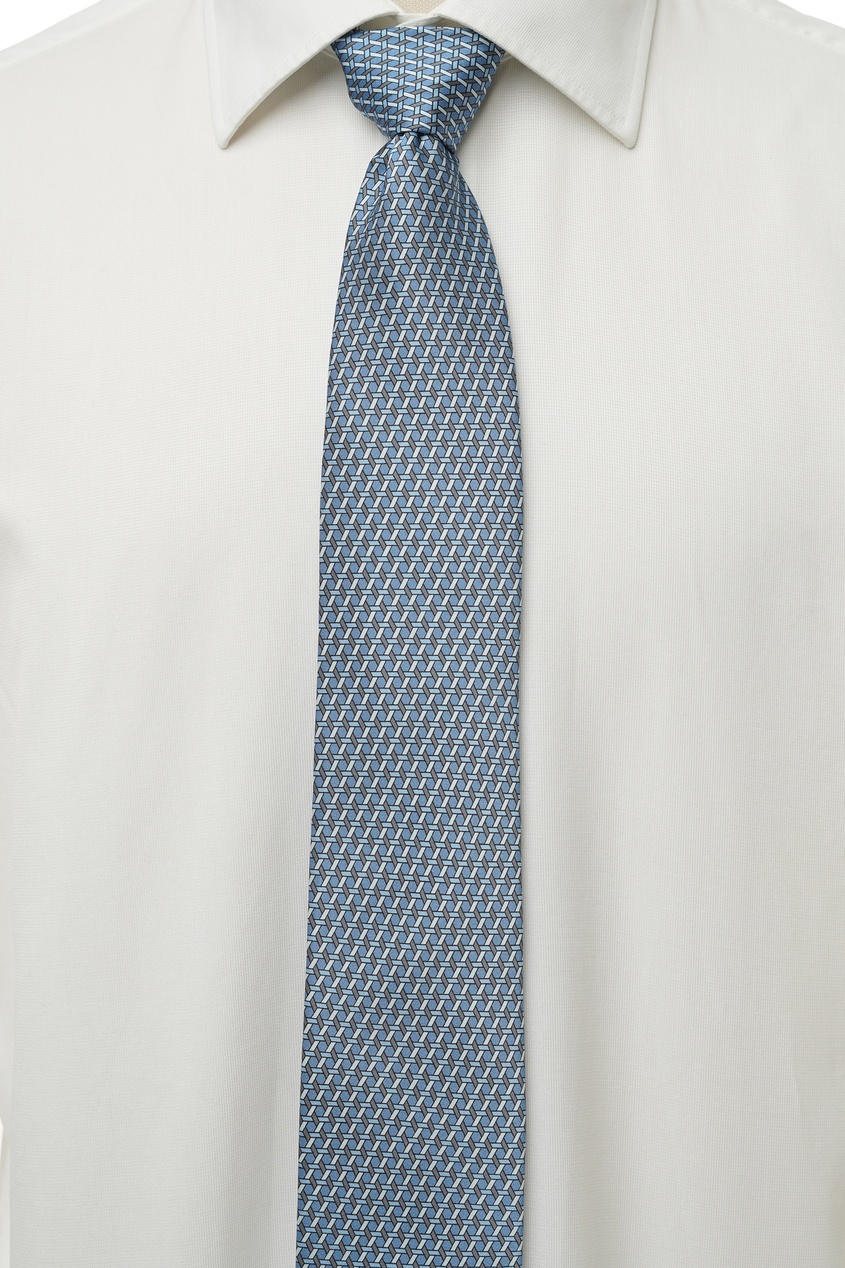 фото Голубой галстук с абстрактным узором Brioni