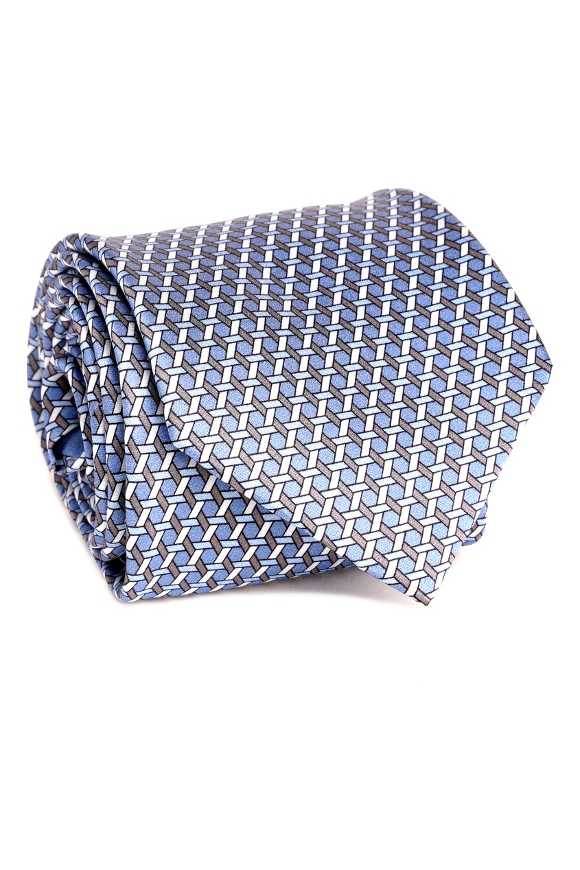 фото Голубой галстук с абстрактным узором Brioni