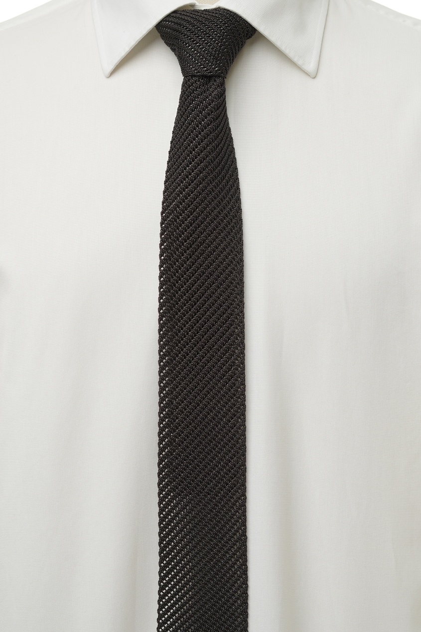 фото Вязаный коричневый галстук Brioni