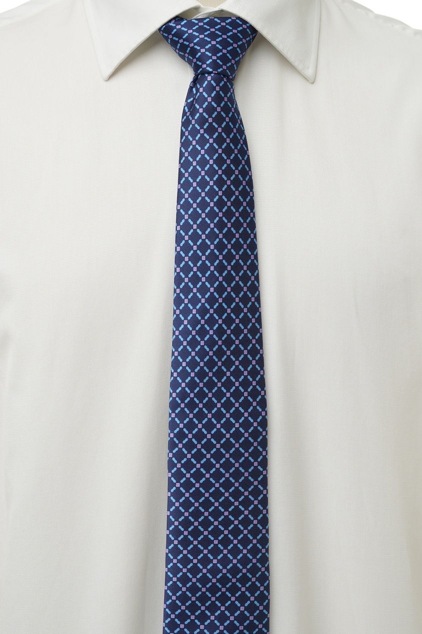 фото Синий галстук с узорами Silvio fiorello