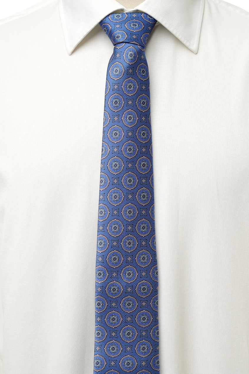 фото Голубой галстук с узорами Silvio fiorello