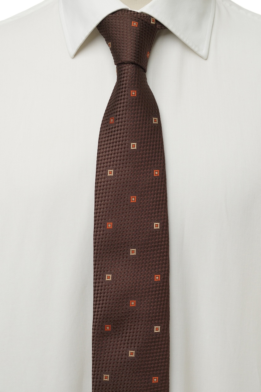 фото Коричневый галстук с отделкой и узорами Silvio fiorello