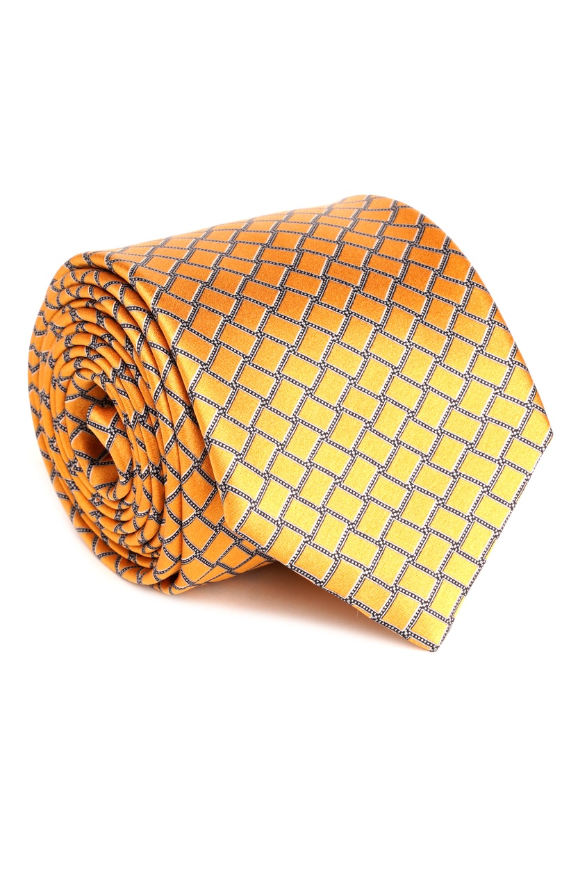 фото Желтый галстук с контрастной отделкой Silvio fiorello
