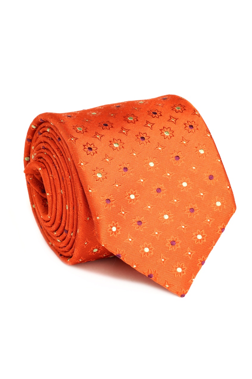 фото Оранжевый галстук с отделкой и узорами Silvio fiorello