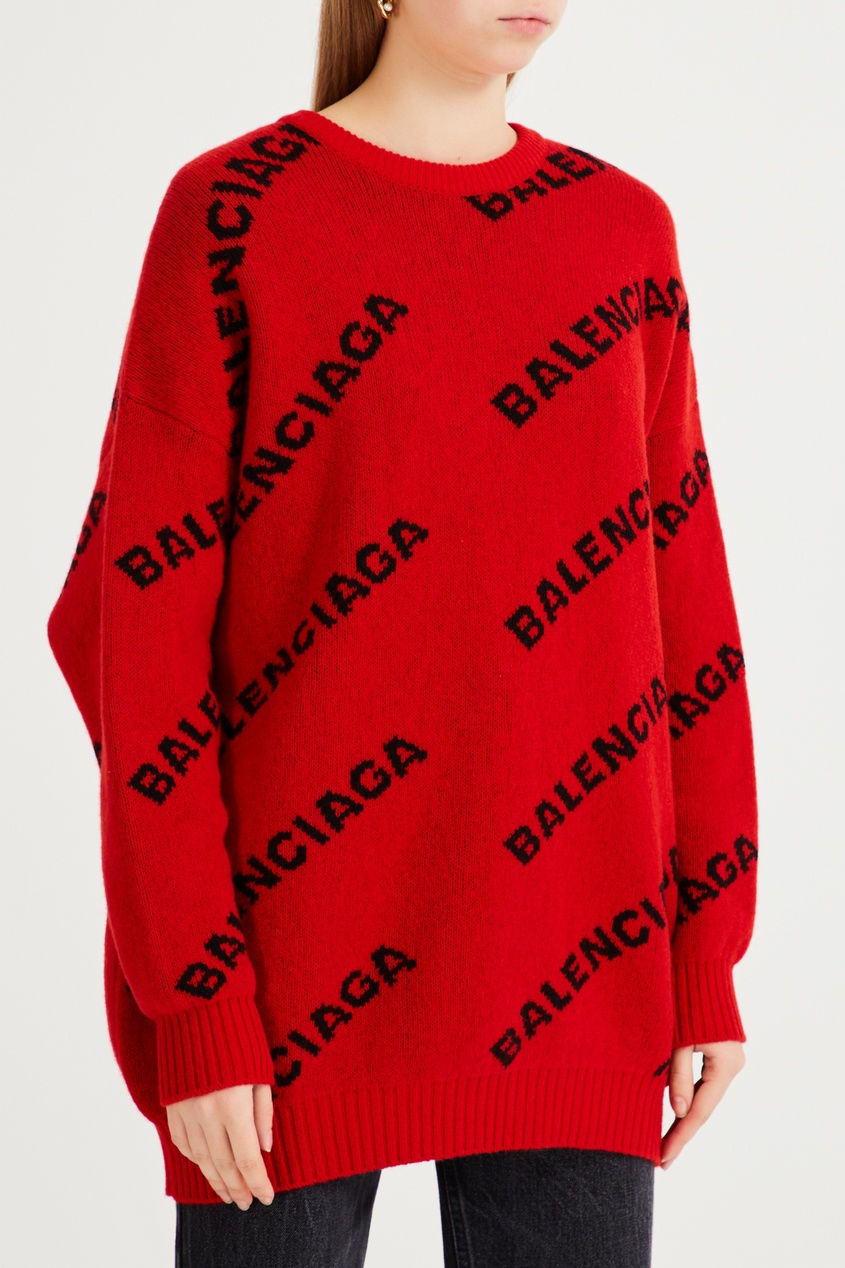 фото Красный джемпер с контрастными логотипами Balenciaga