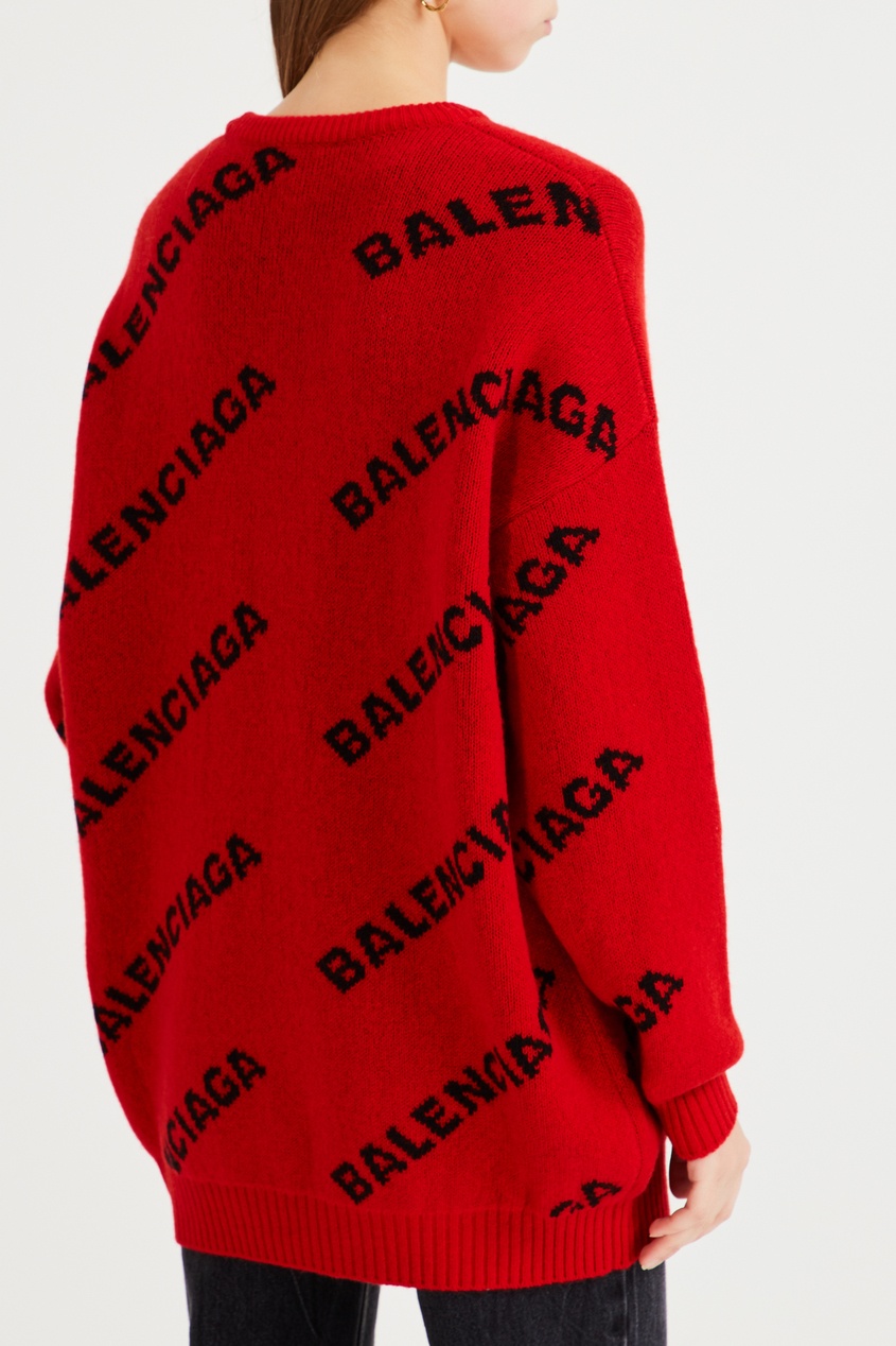 фото Красный джемпер с контрастными логотипами Balenciaga