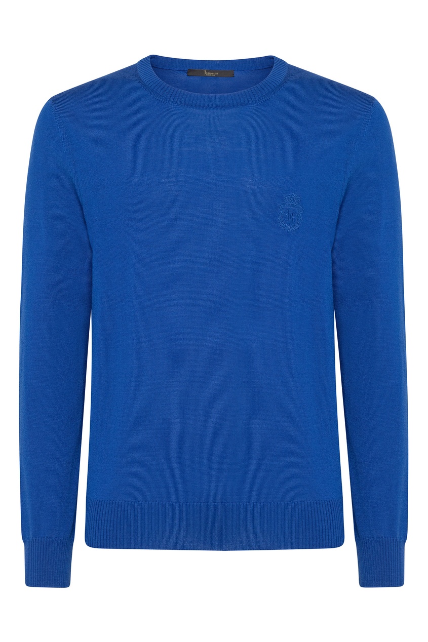 фото Синий шерстяной пуловер Billionaire