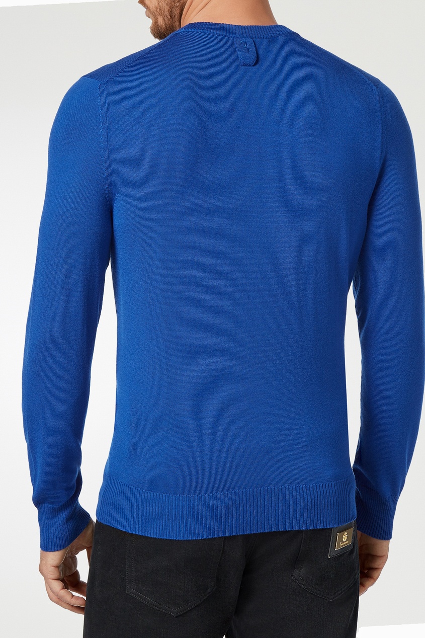 фото Синий шерстяной пуловер Billionaire