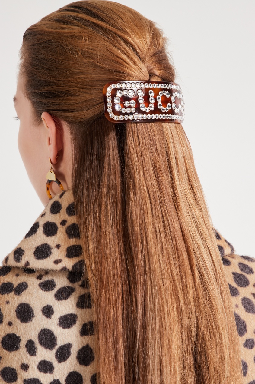 фото Заколка для волос коричневого цвета Gucci