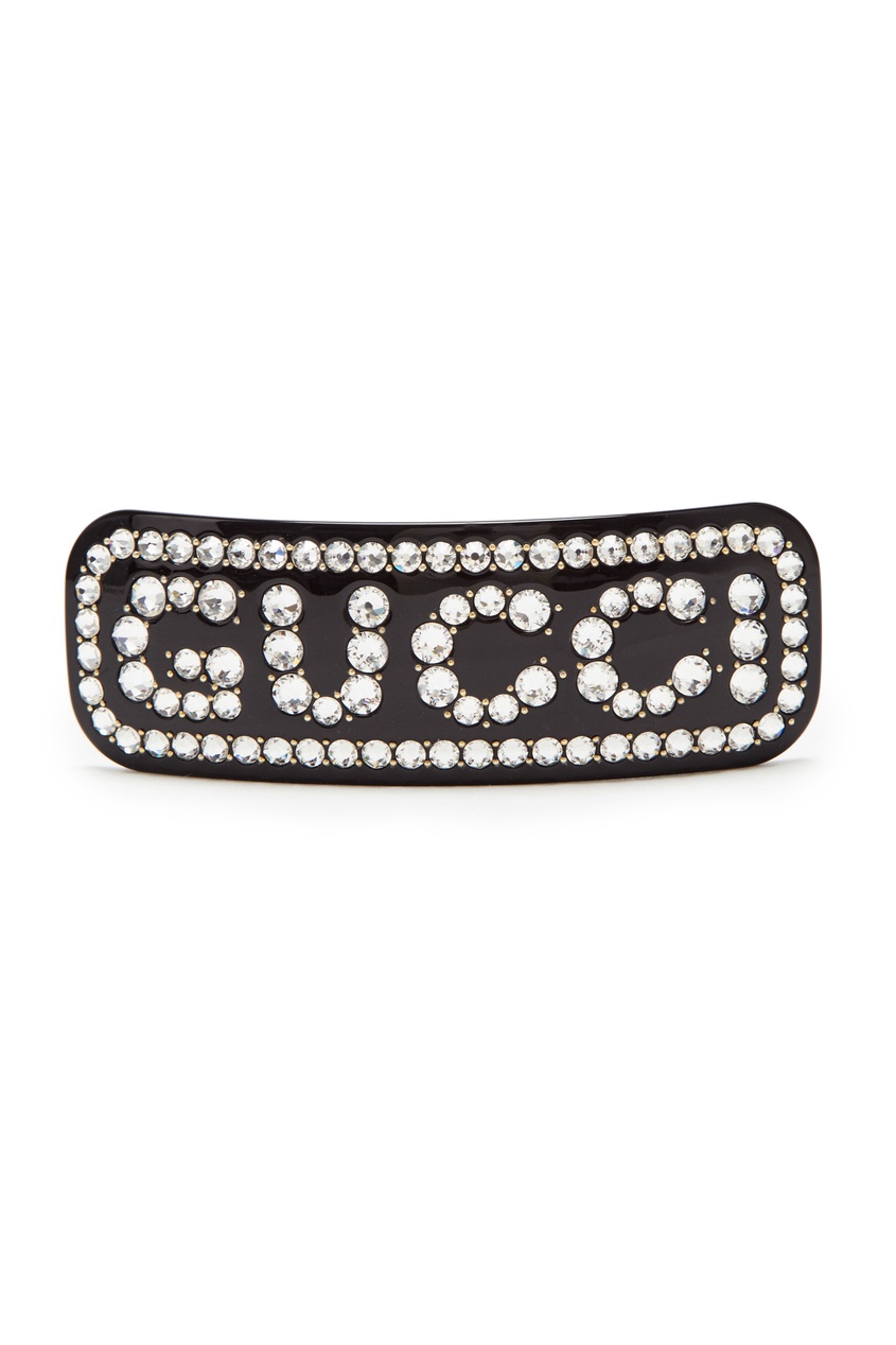 фото Заколка черного цвета с кристаллами Gucci