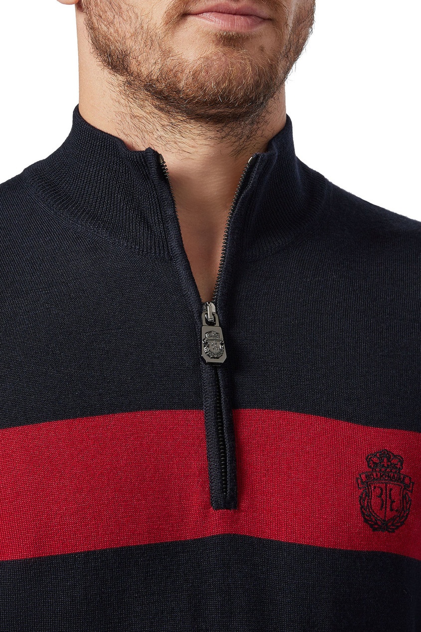 фото Темно-синий пуловер с красной полосой Billionaire