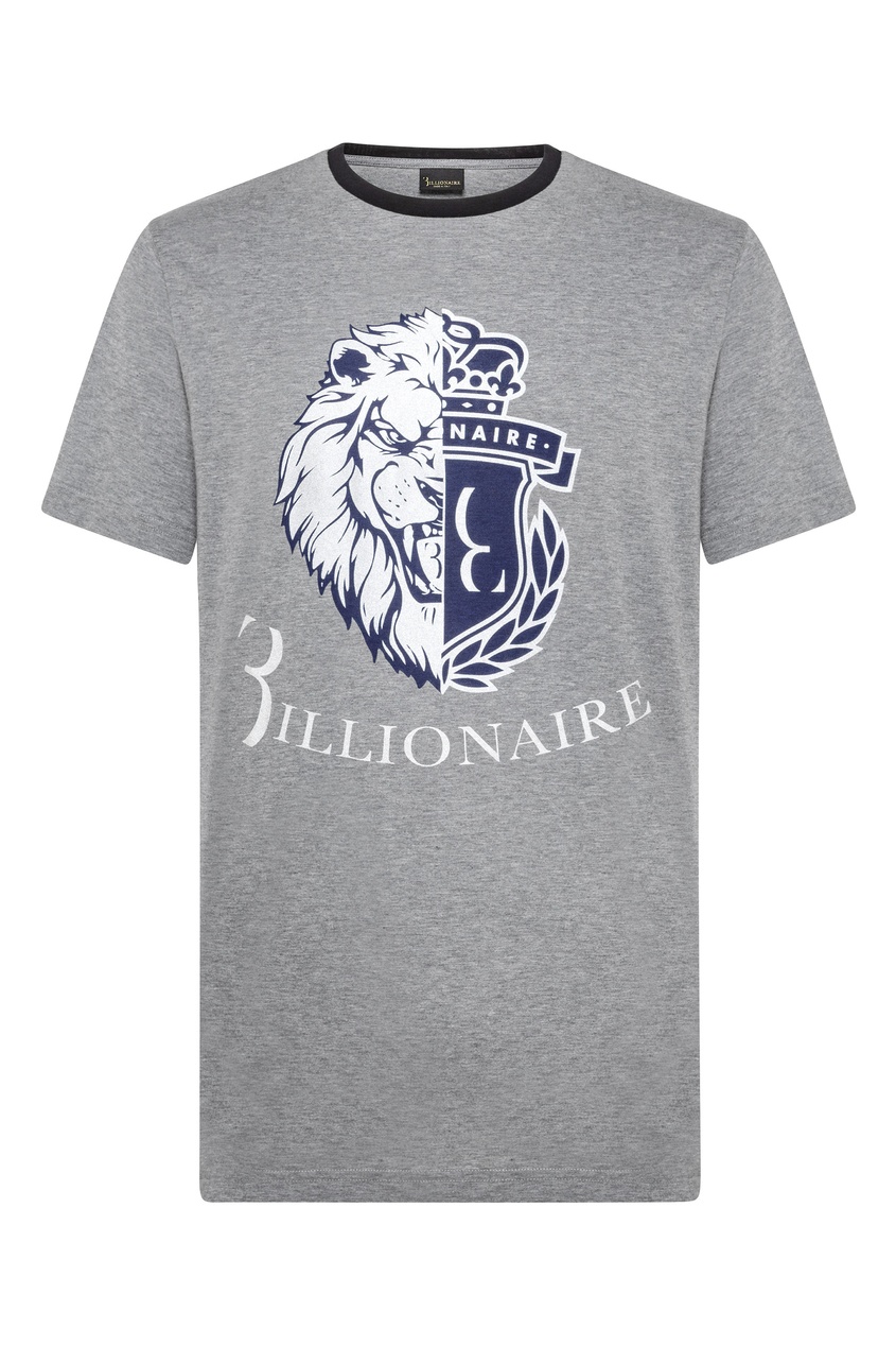 фото Серая футболка с бело-синим узором billionaire
