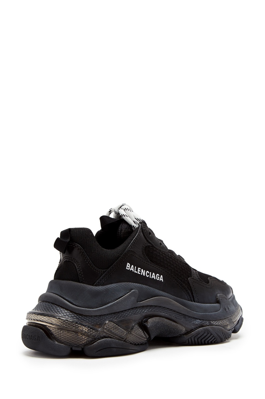 фото Черные массивные кроссовки с отделкой triple s balenciaga