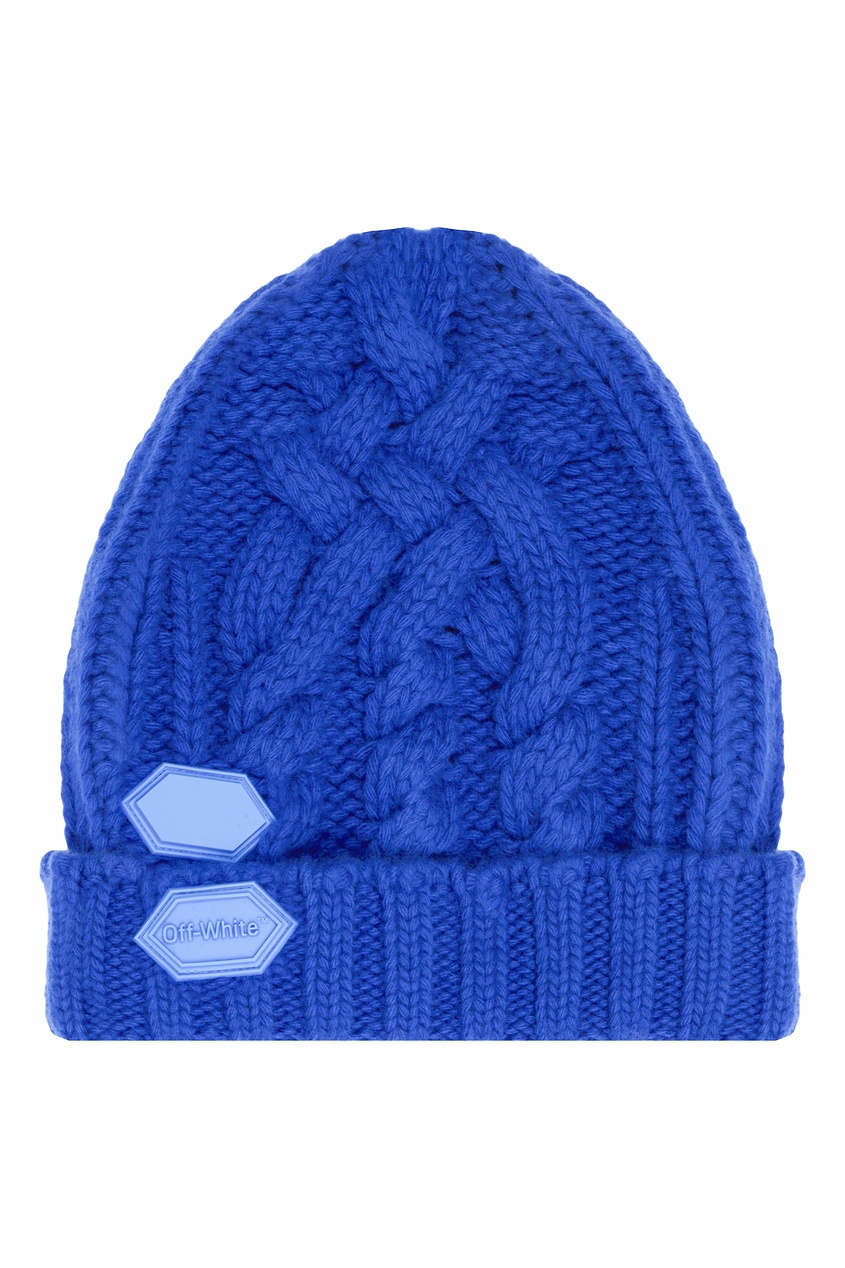 фото Ярко-синяя вязаная шапка Off-white