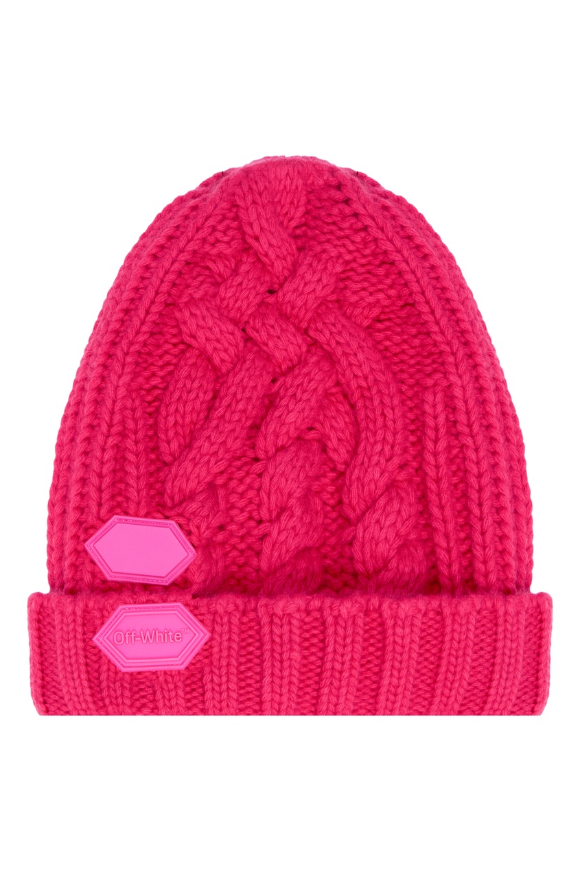 фото Ярко-розовая шапка с узором Off-white