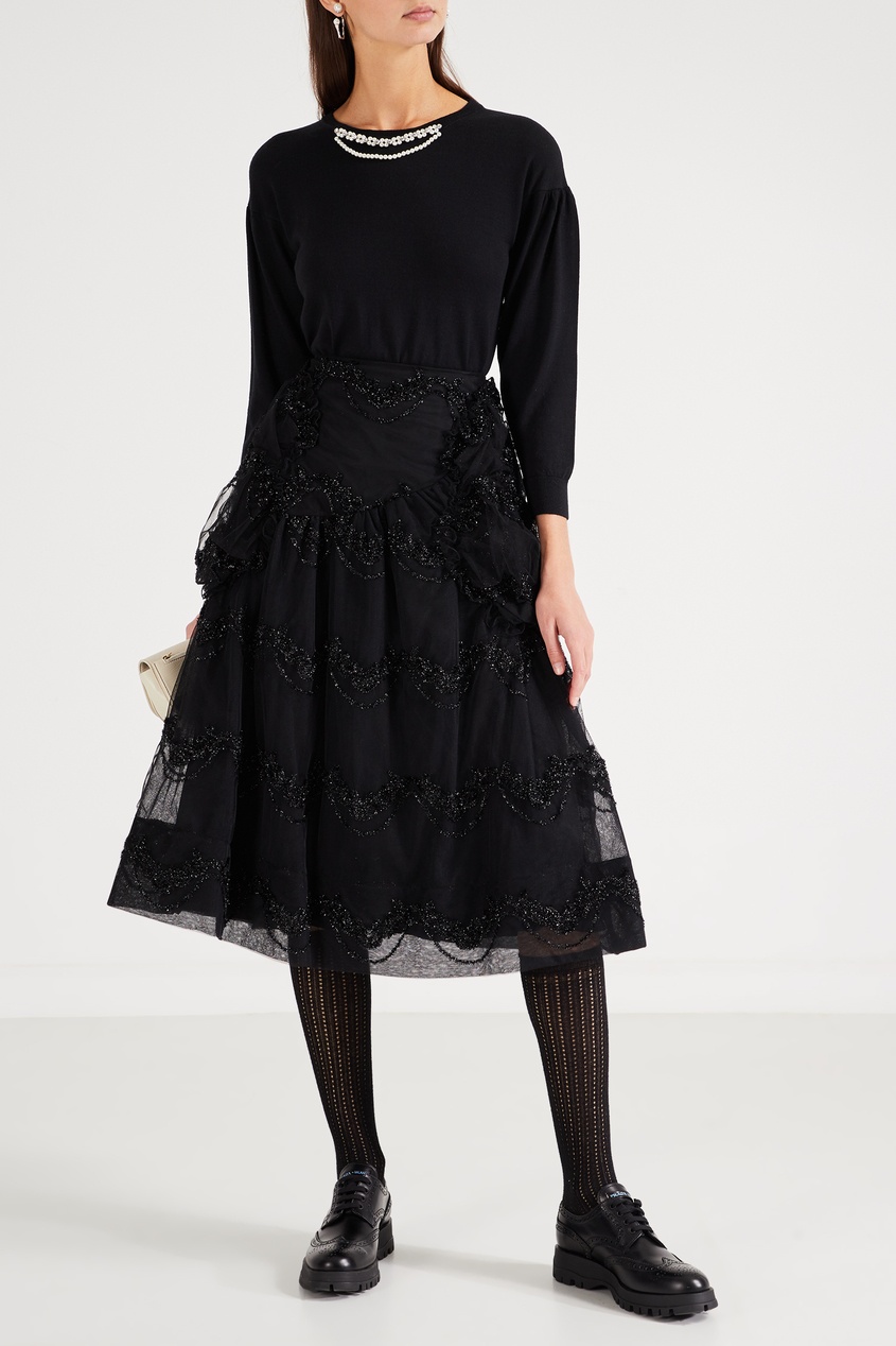 фото Черная юбка с блестящим узором simone rocha