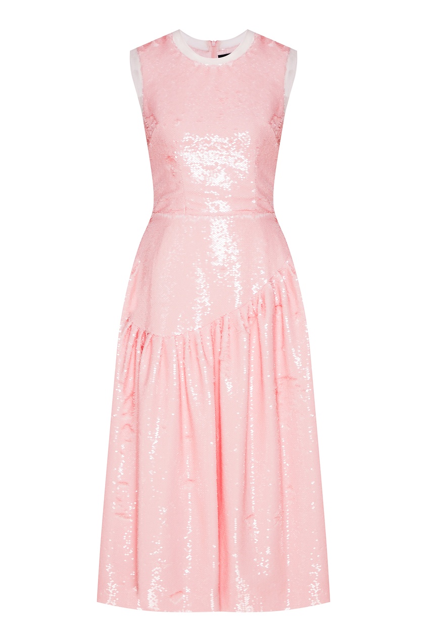 фото Розовое платье миди с пайетками simone rocha
