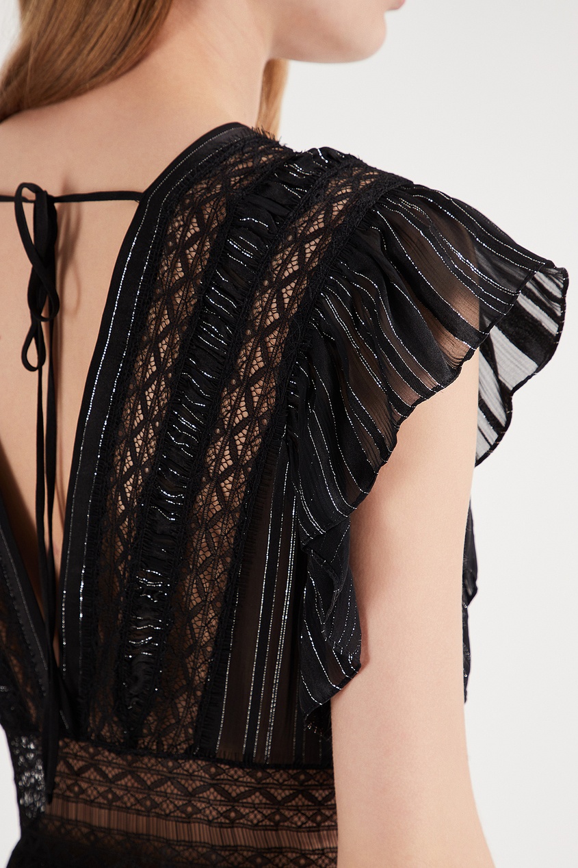 фото Черное платье с блестящими деталями sandro