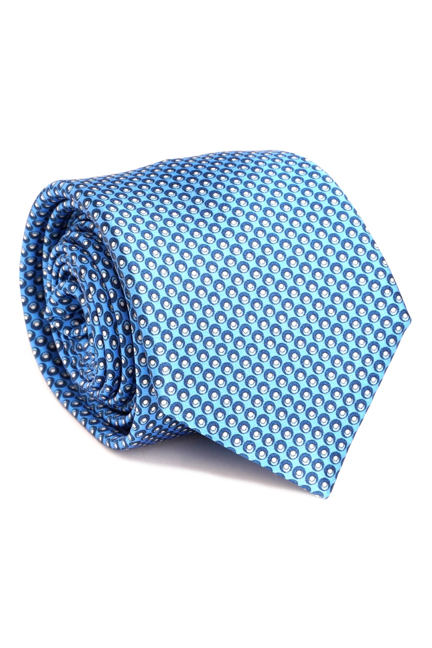 фото Светло-синий галстук с абстрактным принтом Silvio fiorello