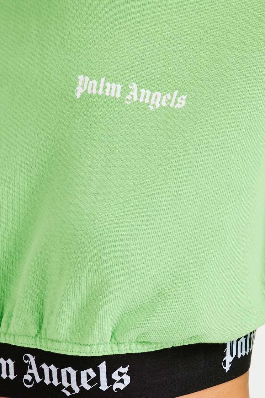 фото Салатовое кроп-худи с логотипом palm angels