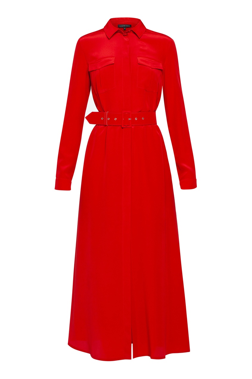 фото Красное платье с накладными карманами Alexander terekhov