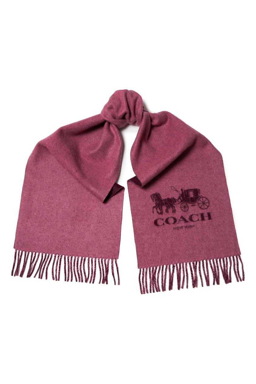 фото Бордовый кашемировый шарф с логотипом Coach